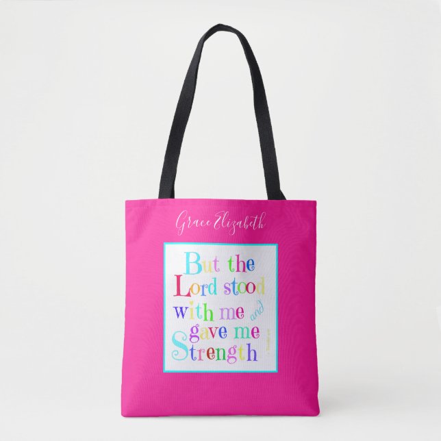 Colourful Personalised, w/ Scripture Verse Tote Bag (Front)