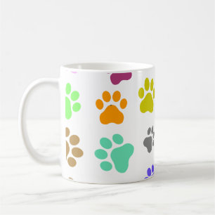 Colourful Pet - Cat or Dog Paw Footprint Pattern Coffee Mug
