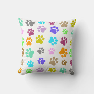 Colourful Pet - Cat or Dog Paw Footprint Pattern Cushion