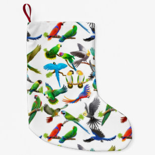 Colourful Pet Parrots Christmas Stocking