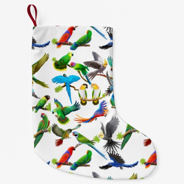 Colourful Pet Parrots Christmas Stocking (Front)