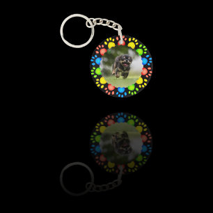 Colourful Pet Paw Prints Key Ring