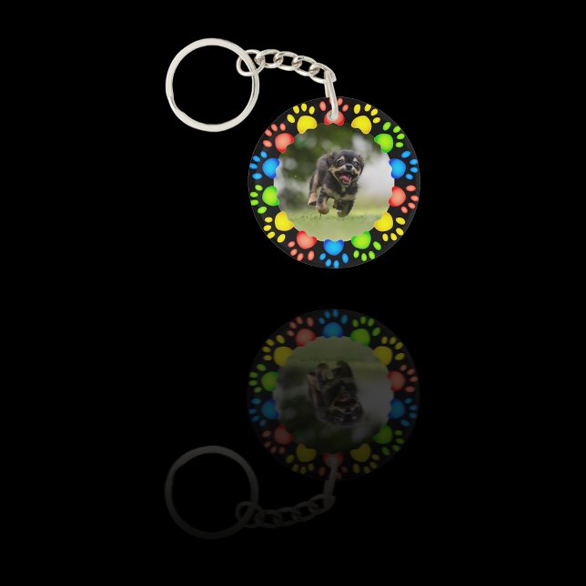 Colourful Pet Paw Prints Key Ring (Creator Uploaded)