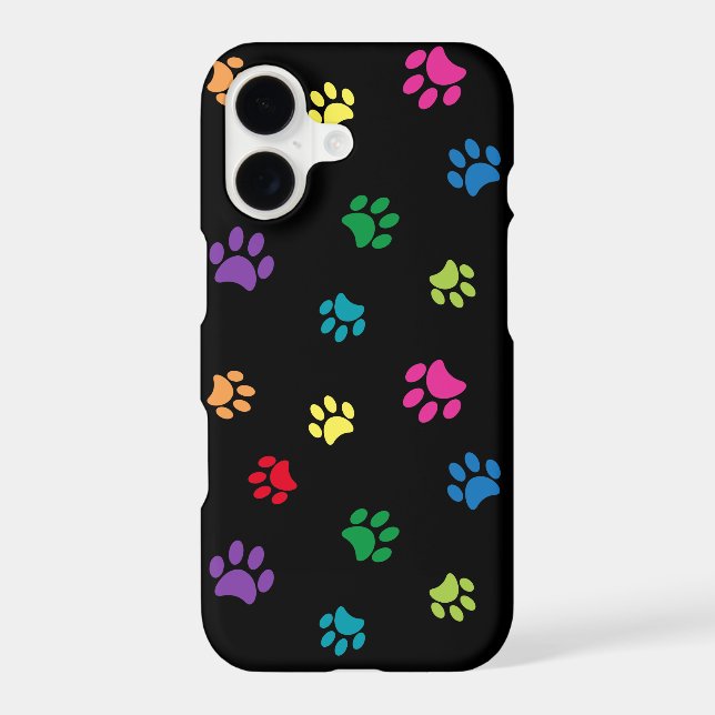 Colourful Pet Paw Prints on Black (Back)