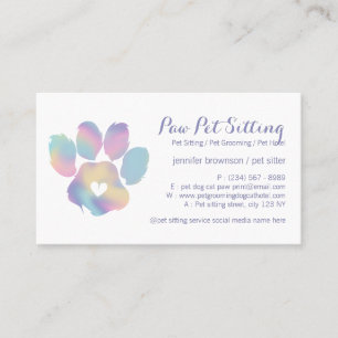 Colourful Pet Sitter Grooming Paw Business Card