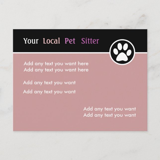 Colourful Pet Sitter Postcard (Front)