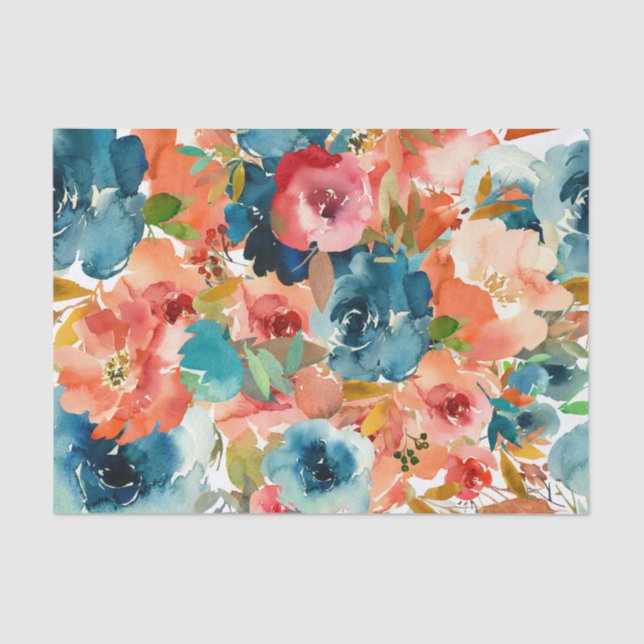 Colourful Petals ad Flowers Floral Decoupage Tissue Paper (Front)