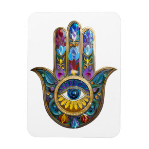 Colourful Petals Leaves Hamsa Sapphire Third Eye Magnet