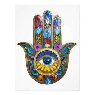 Colourful Petals Leaves Hamsa Sapphire Third Eye Photo Print