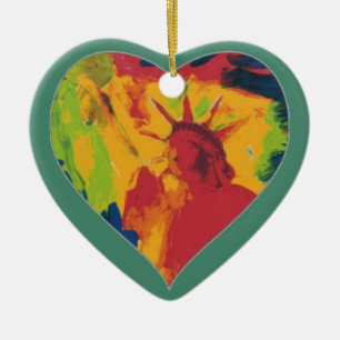 colourful peter max style Liberty Heart ornament