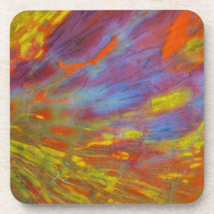 Colourful Petrified Wood close-up Coaster