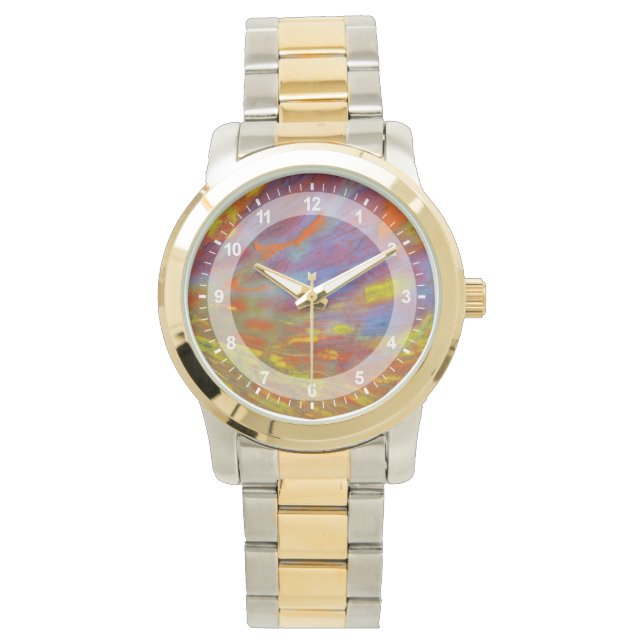 Colourful Petrified Wood close-up Watch (Front)