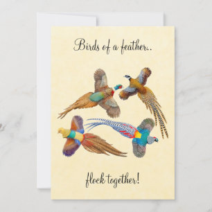 Colourful Pheasants Customisable Party Invitation