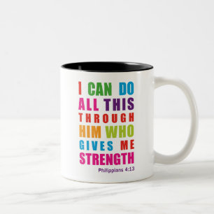 Colourful Philippians 4:13 Bible Scripture Mug