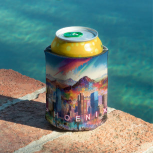 Colourful Phoenix Skyline Abstract Art Can Cooler