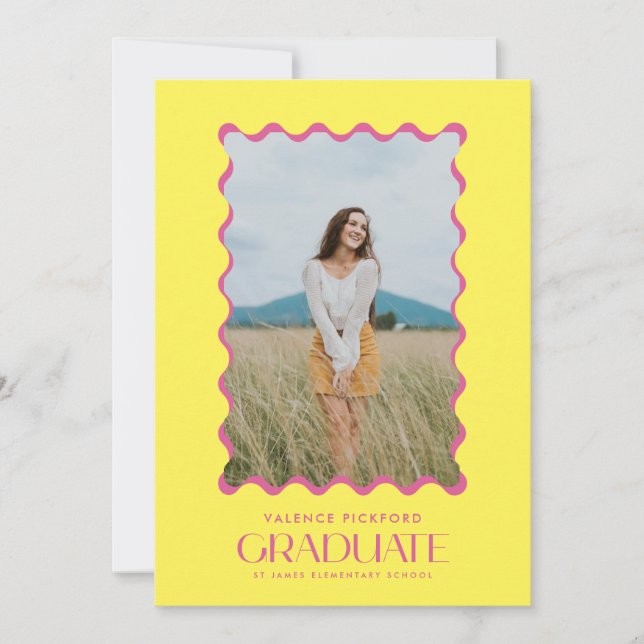 Colourful Photo 2025 Elementary Graduate Wavy Fram Announcement (Front)