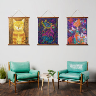 Colourful Photo Cat Collection Hanging Tapestry