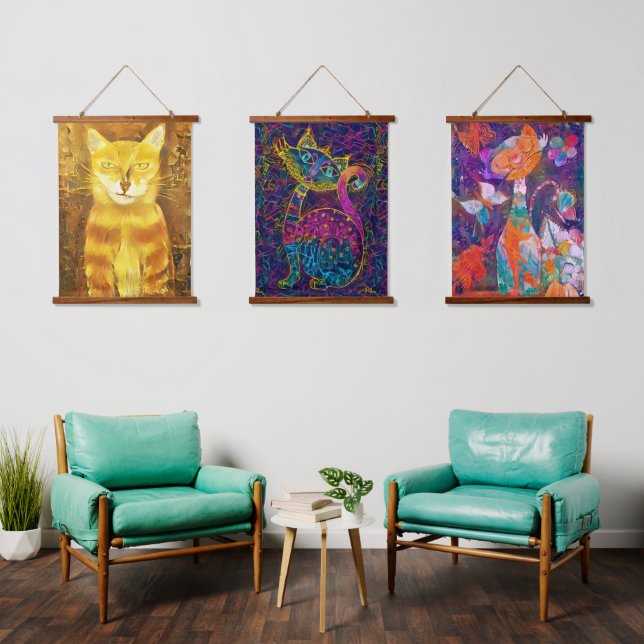 Colourful Photo Cat Collection Hanging Tapestry (Living Room)