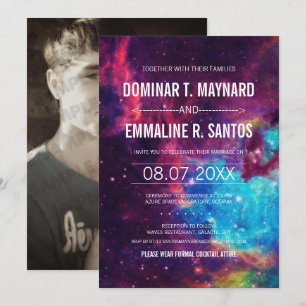 Colourful Photo Galaxy Wedding Invitation