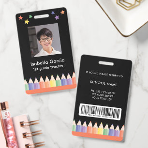 Colourful Photo ID Barcode Teacher Security Badge