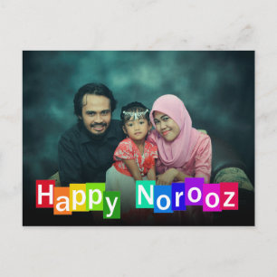 Colourful Photo Typography Happy Norooz New Year Postcard