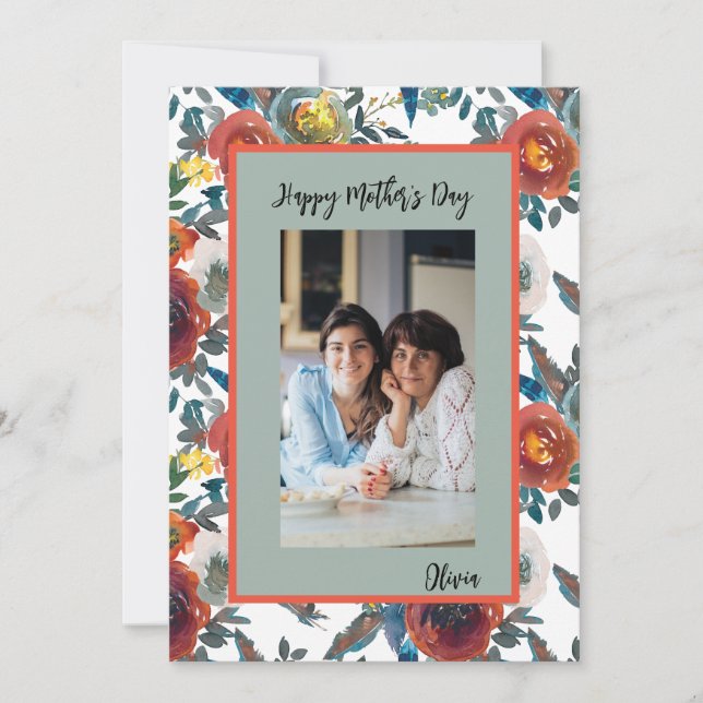 Colourful Photo with Flowers Mother's Day Card (Front)