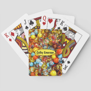 Colourful Photography of Fun Bright Glass Marbles Playing Cards