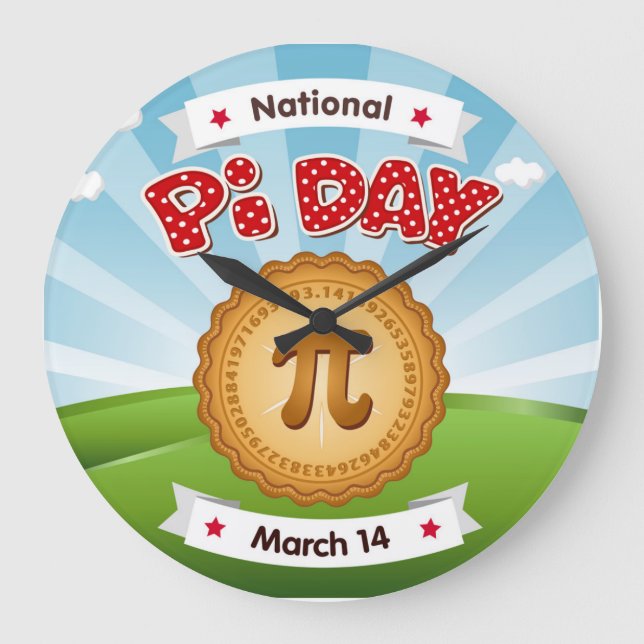 Colourful Pi Day  Large Clock (Front)