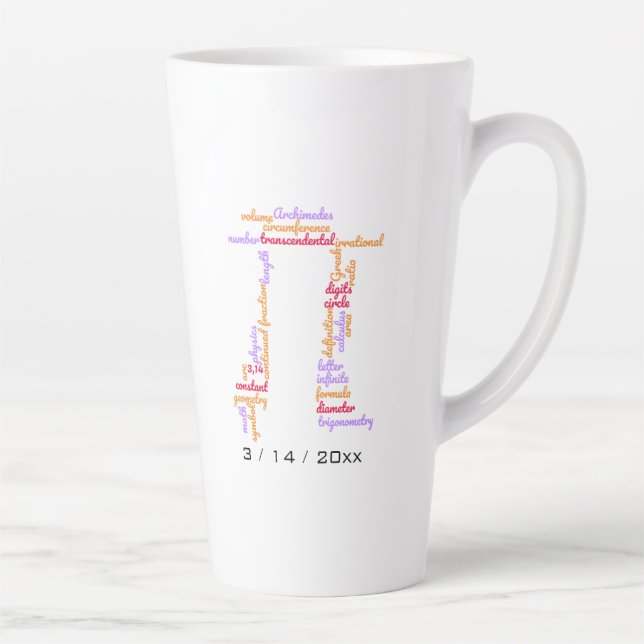 Colourful Pi Day Word Cloud Latte Mug (Right)