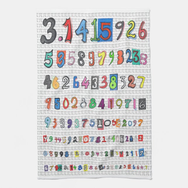Colourful Pi Tea Towel (Vertical)
