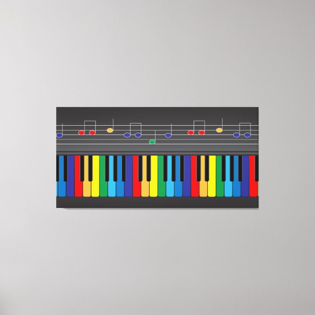 Colourful piano keyboard canvas print (Front)