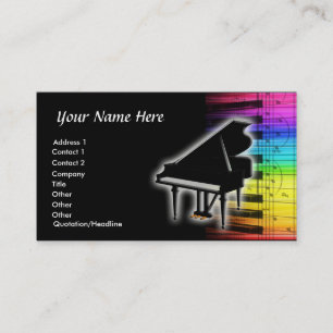 Colourful Piano Keyboard & Music Notes Business Card