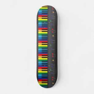 Colourful piano keyboard skateboard