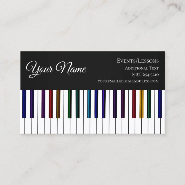 Colourful Piano Keyboard- Teacher Songwriter Band Business Card (Front)