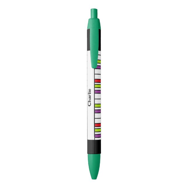 Colourful Piano Keys Music Bright Personalised Black Ink Pen (Back (Vertical))