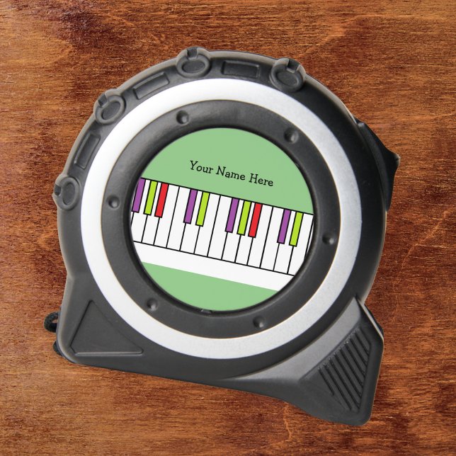 Colourful Piano Keys Music Kids Personalised Name 1 (A personalized tape measure with colorful piano keys design. An ideal novelty gift for musicians)