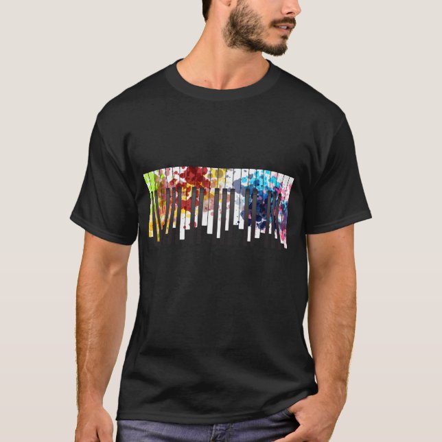 Colourful Piano Keys Music Lover Pianist T-Shirt (Front)