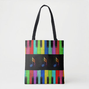 Colourful Piano Keys & Music Notes Tote Bag