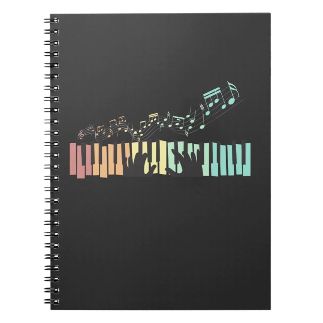 Colourful Piano Music Notes Keyboard Player Pianis Notebook (Front)