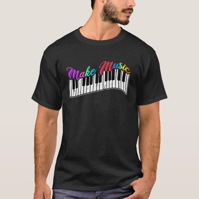 Colourful Piano Player  Keyboard Music Teacher Pia T-Shirt (Front)