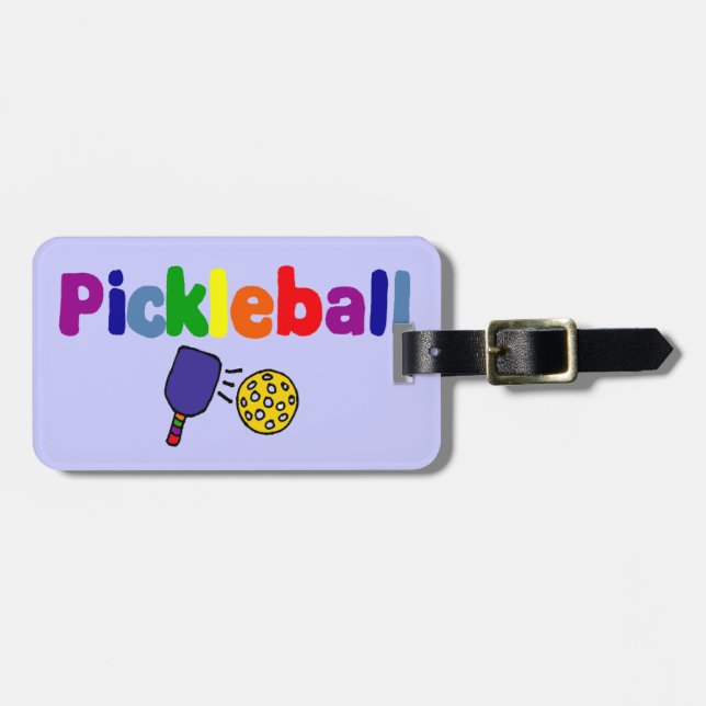 Colourful Pickleball Art Design Luggage Tag (Front Horizontal)