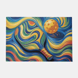 Colourful Pickleball Paddle And Ball  Doormat