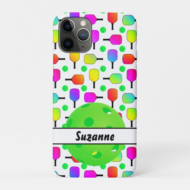 Colourful Pickleball Paddles Green Personalised Case-Mate iPhone Case (Back)