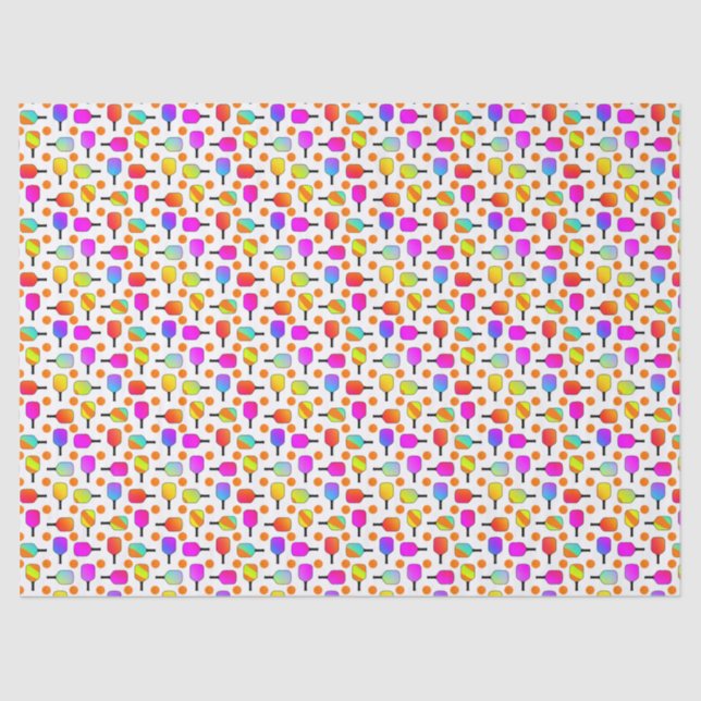 Colourful, Pickleball Paddles, Orange Pickleballs Tissue Paper (Front)