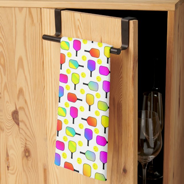 Colourful, Pickleball Paddles, Yellow Pickleball Tea Towel (Thirds Fold)