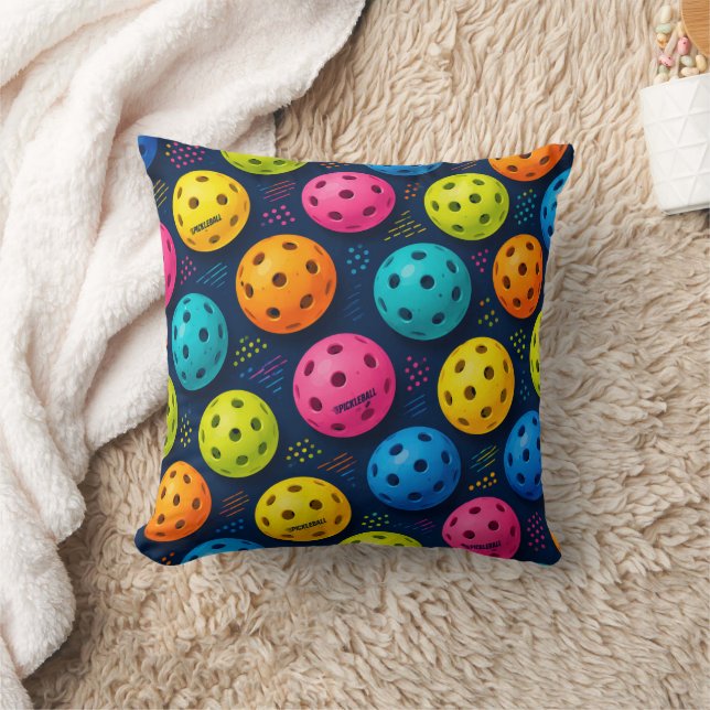 Colourful Pickleball Pattern Cushion (Blanket)