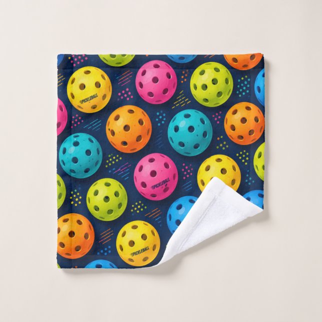Colourful Pickleball Pattern Wash Cloth (Wash Cloth)