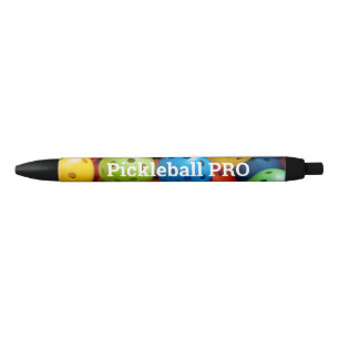 Colourful pickleballs  black ink pen