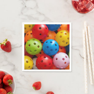 Colourful pickleballs napkin
