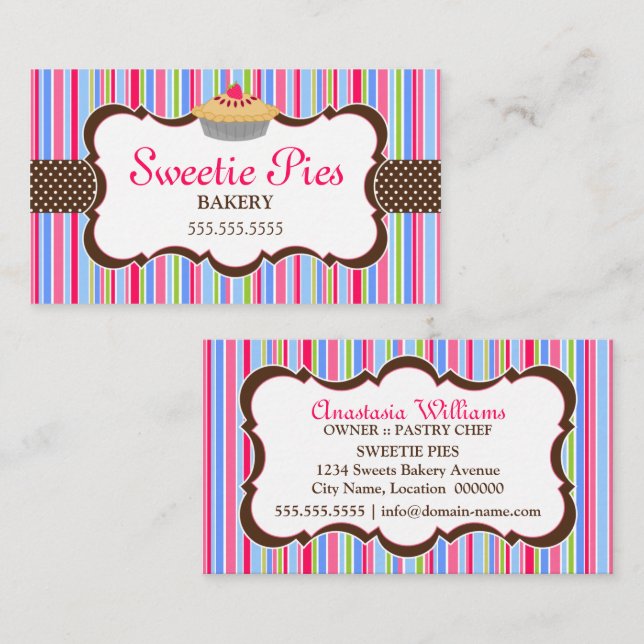 Colourful Pie Bakery Business Card (Front/Back)